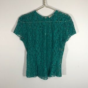 Nina Ricci Emerald Green Lace Zip Up Top 8